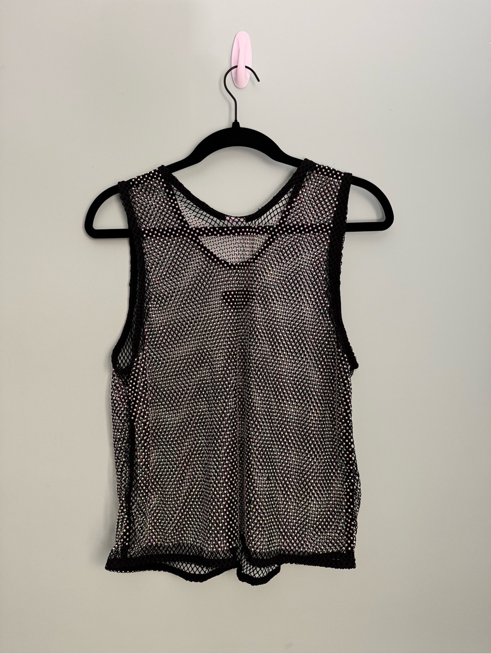 Men’s MCE Sheer Mesh Rhinestone Tank Top in Black - Size Large - Picture 3 of 7